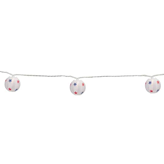 10ct. Red, White & Blue Star 4th of July Paper Lantern Lights